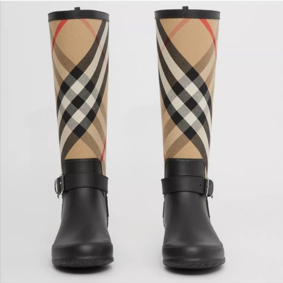 Burberry House Check Rubber Rain Boots 38 7.5 8 Worn Once - Picture 3 of 11